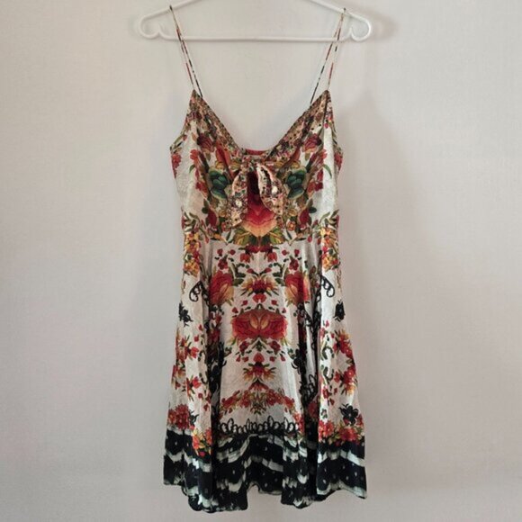 Camilla La Rosa Tie Front Short Dress Size 1 Small b101E - Picture 8 of 16